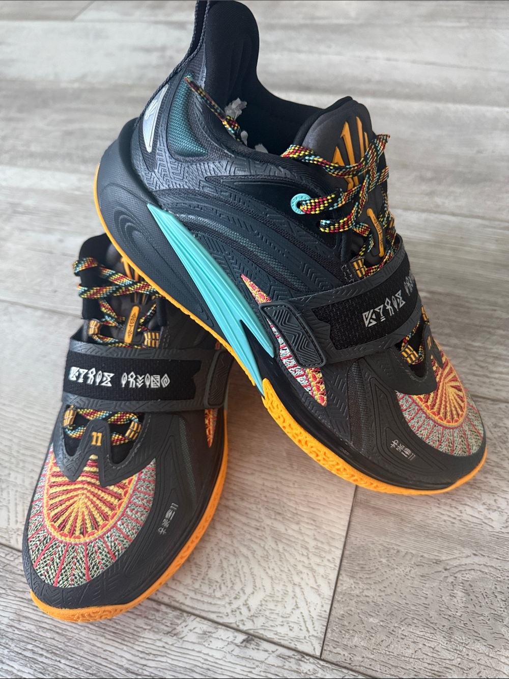 ANTA Kai 1 Chief Hélà Basketball Shoes Black Orange Youth 7Y New